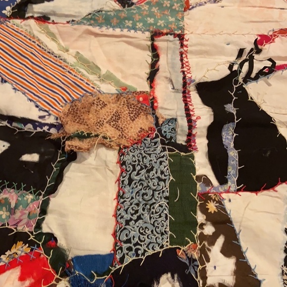 OLD ANTIQUE VINTAGE Crazy Quilt Pieced Farmhouse - Picture 7 of 16